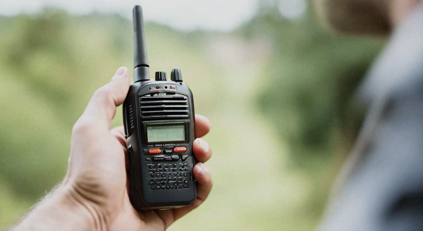 amateur_radio_blog male holding a handy talkie amateur radio